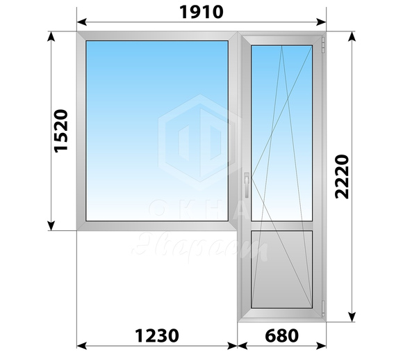 Деревянно-алюминиевый балконный блок 1910x2220 Тип 1