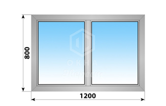 Двухстворчатое алюминиевое окно 1200x800 Г-Г