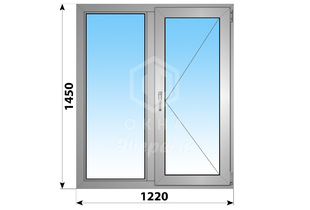 Двухстворчатое деревянно-алюминиевое окно 1220x1450 Г-П