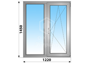 Двухстворчатое деревянно-алюминиевое окно 1220x1450 Г-ПО