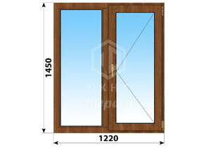Двухстворчатое окно из дуба 1220x1450 Г-П