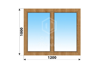 Двухстворчатое окно из лиственницы 1200x1000 Г-Г