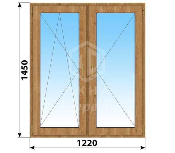 Двухстворчатое окно из лиственницы 1220x1450 ПО-П