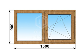 Двухстворчатое окно из лиственницы 1500x900 Г-ПО