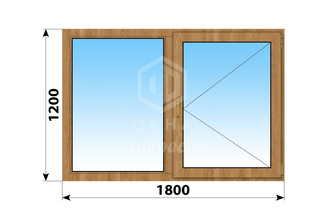 Двухстворчатое окно из лиственницы 1800x1200 Г-П