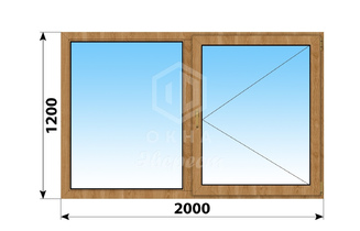 Двухстворчатое окно из лиственницы 2000x1200 Г-П