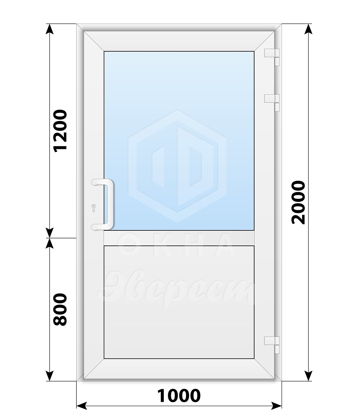 Стеклянная 900 2100 одностворчатая дверь